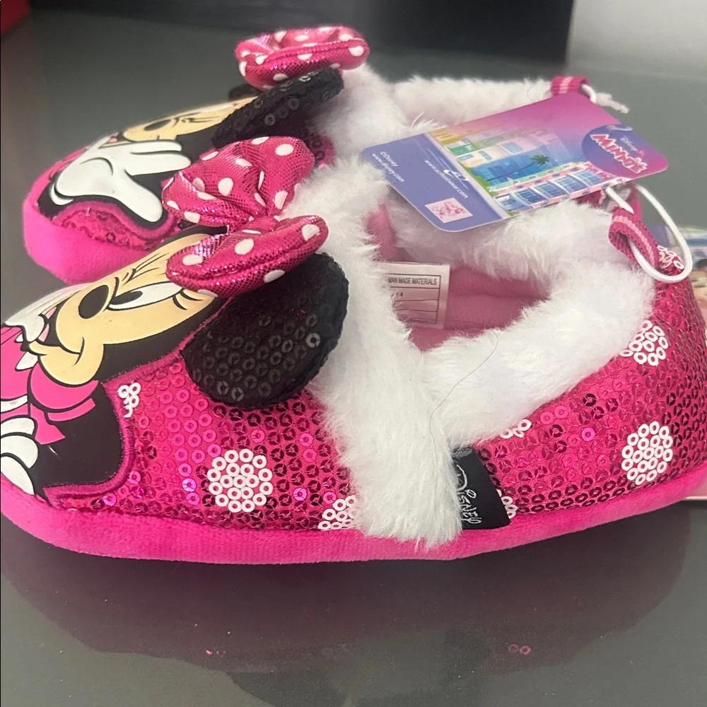 Disney Minnie Mouse Hot Pink Sequin Slippers Size 11/12 (Toddler) -  NWT